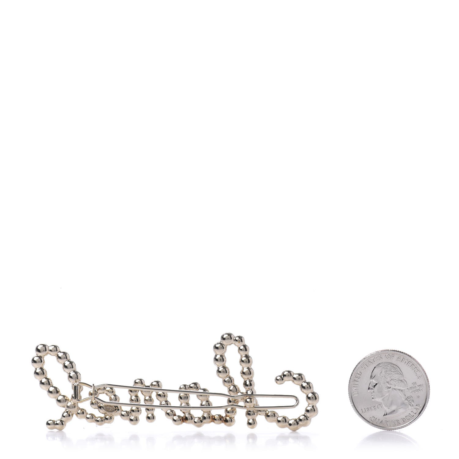 Chanel Metal Glass Swirling Pearls Hair Clip Gold 2 of 5