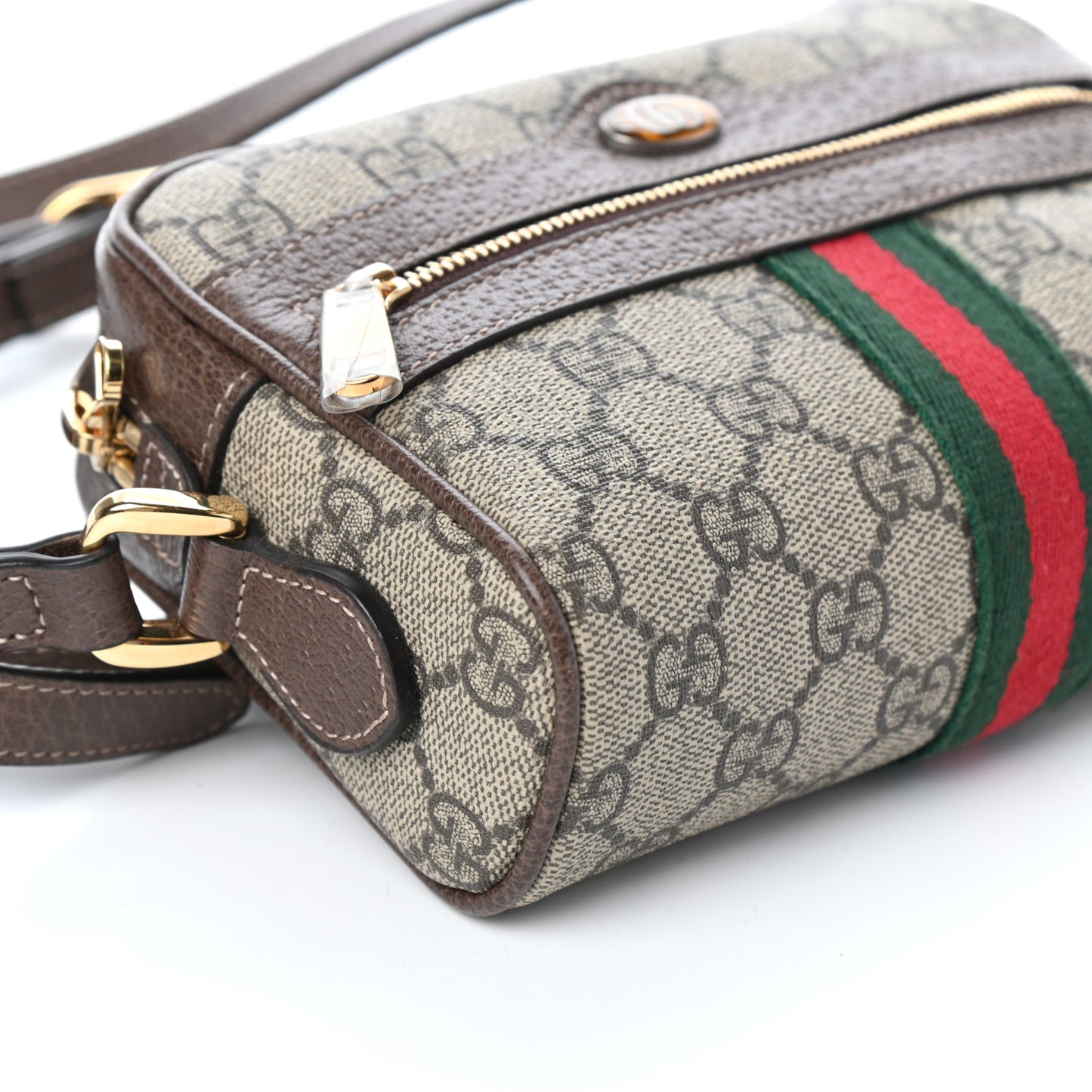 GG Supreme Monogram Web Mini Ophidia Shoulder Bag Brown