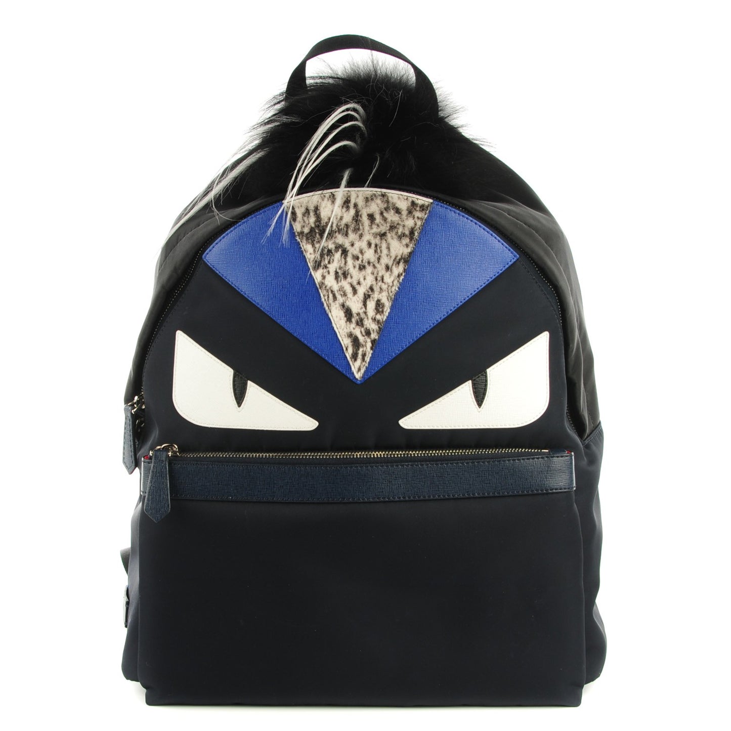 Nylon Vitello Fur Monster Backpack Black Multicolor