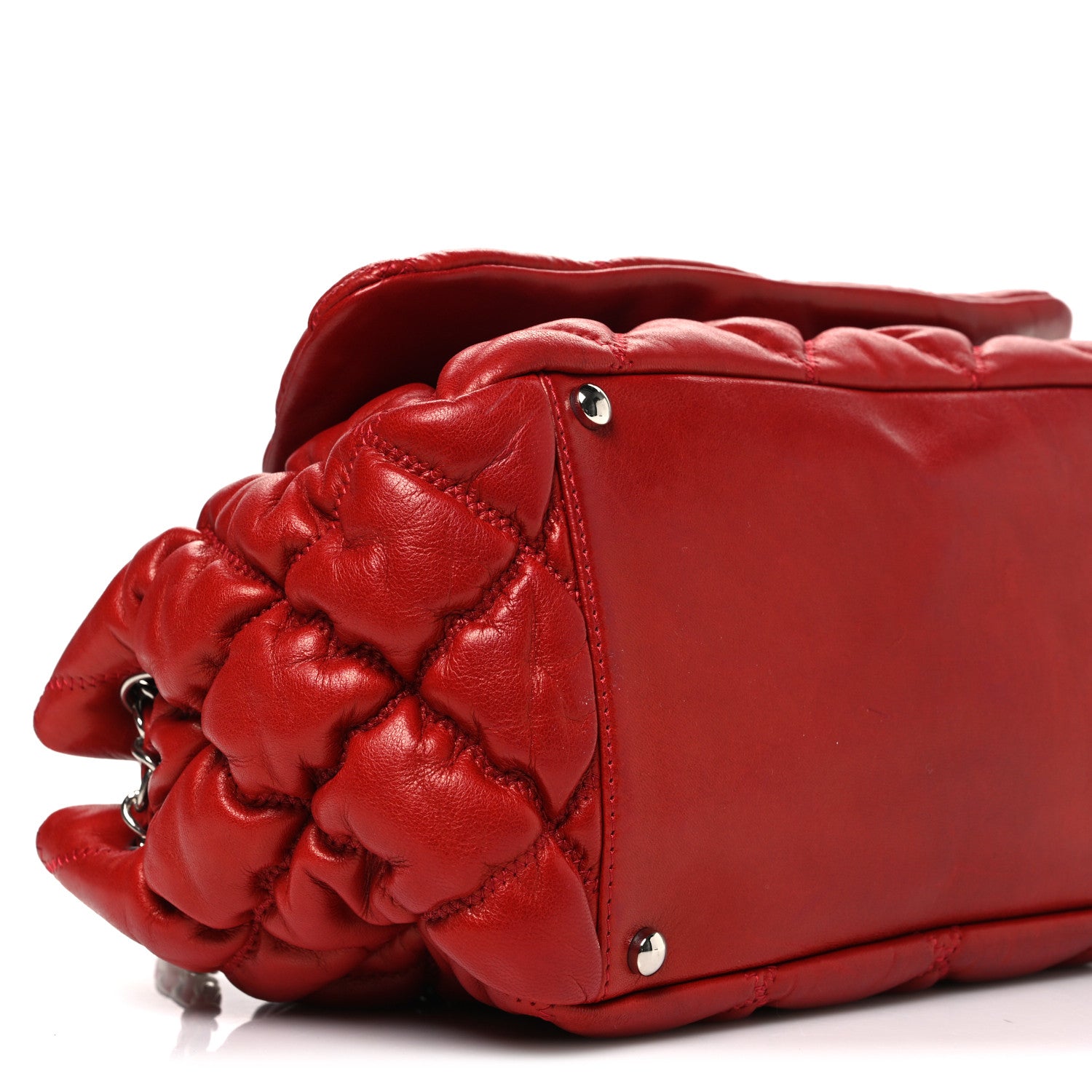 Chanel Calfskin Bubble Quilt Accordion Flap Red 9 of 10