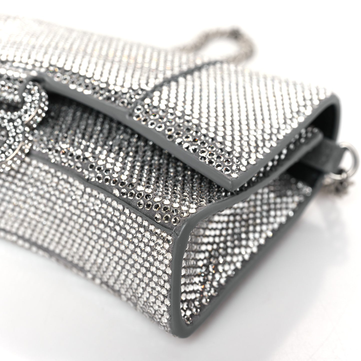 Strass Suede Hourglass Chain Bag Smoke Grey Crystal