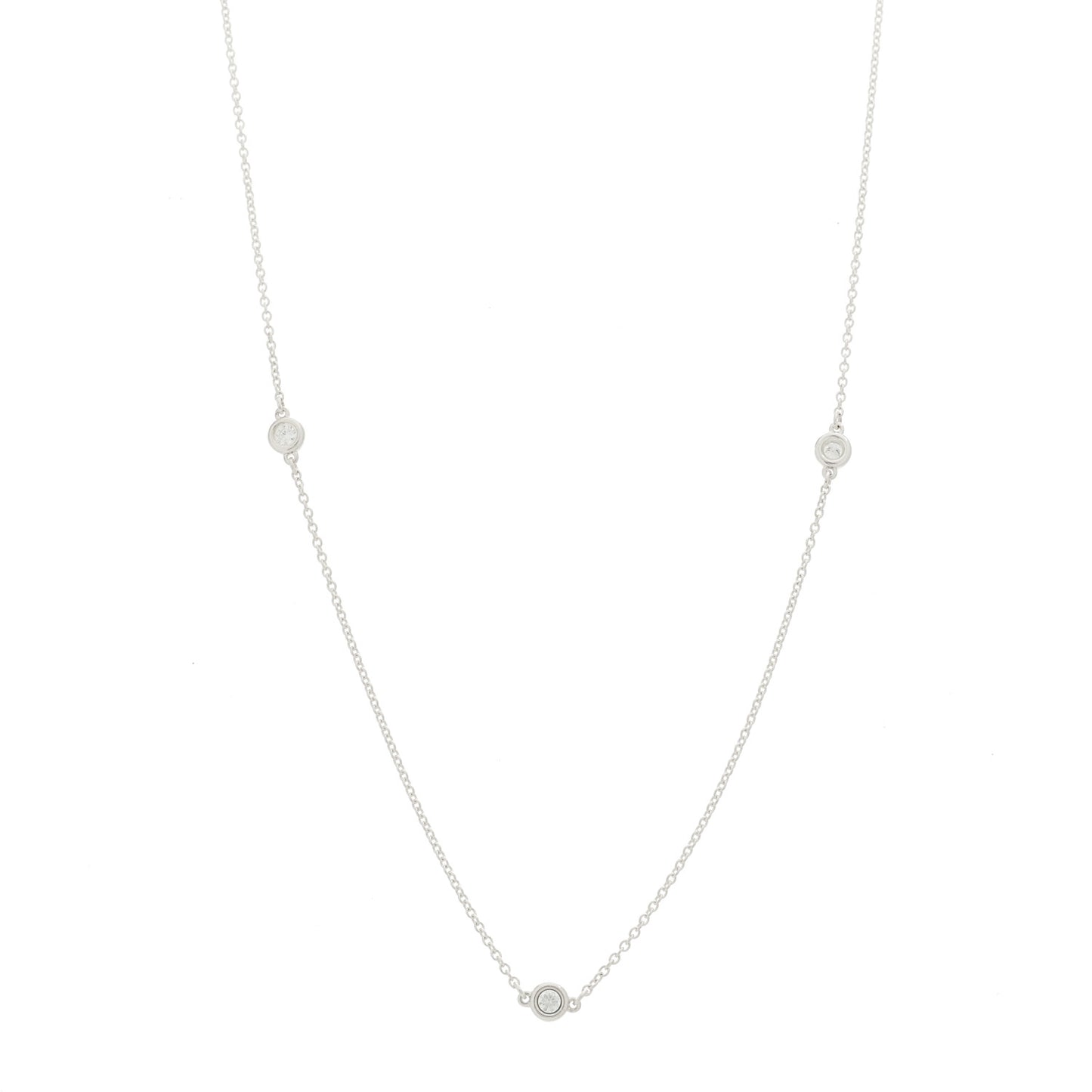 Sterling Silver Diamond .25ctw Elsa Peretti Diamonds by the Yard Five Station Necklace