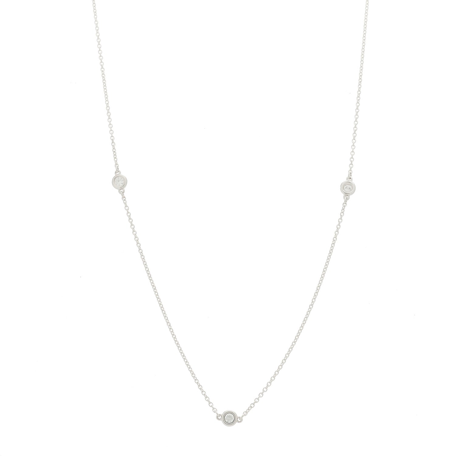 Tiffany Sterling Silver Diamond .25ctw Elsa Peretti Diamonds by the Yard Five Station Necklace 1 of 6