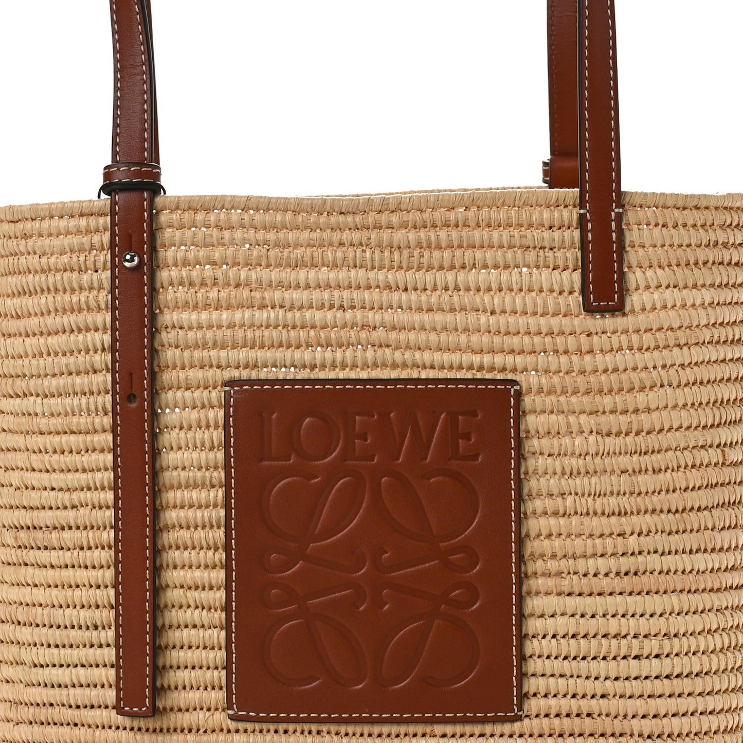 Raffia Small Square Basket Tote Bag Natural Tan