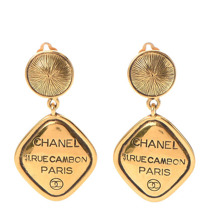 Chanel 31 Rue Cambon CC Clip On Drop Earrings Gold 1 of 6