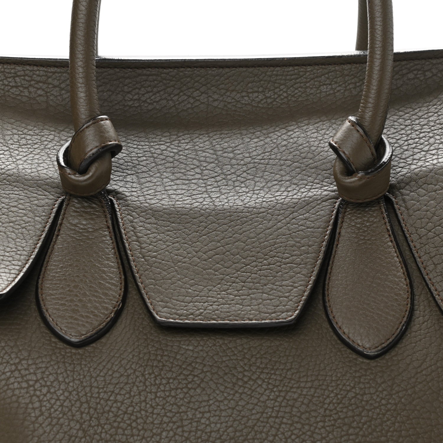 Celine Crisped Calfskin Large Tie Knot Tote Dark Khaki 7 of 13