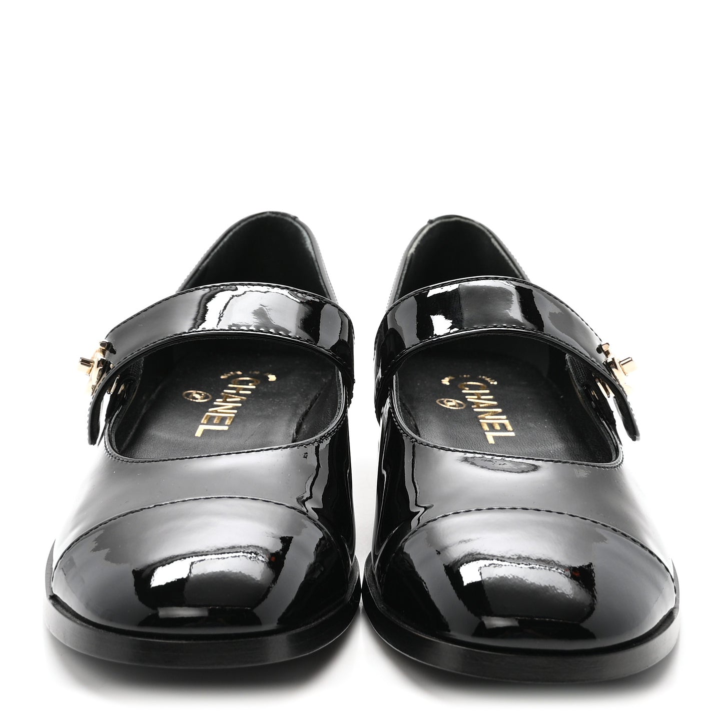 Patent Calfskin Mary Janes Flats 37.5 Black