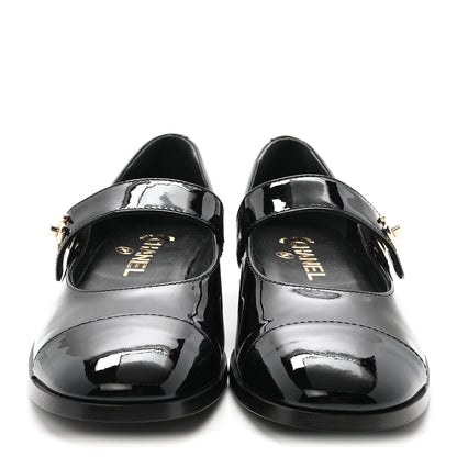 Chanel Patent Calfskin Mary Janes Flats 37.5 Black 3 of 10