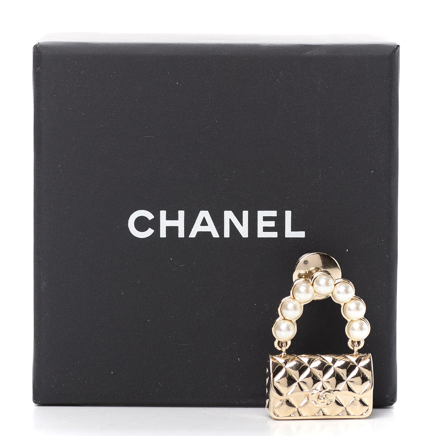 Pearl Quilted Flap Brooch Gold