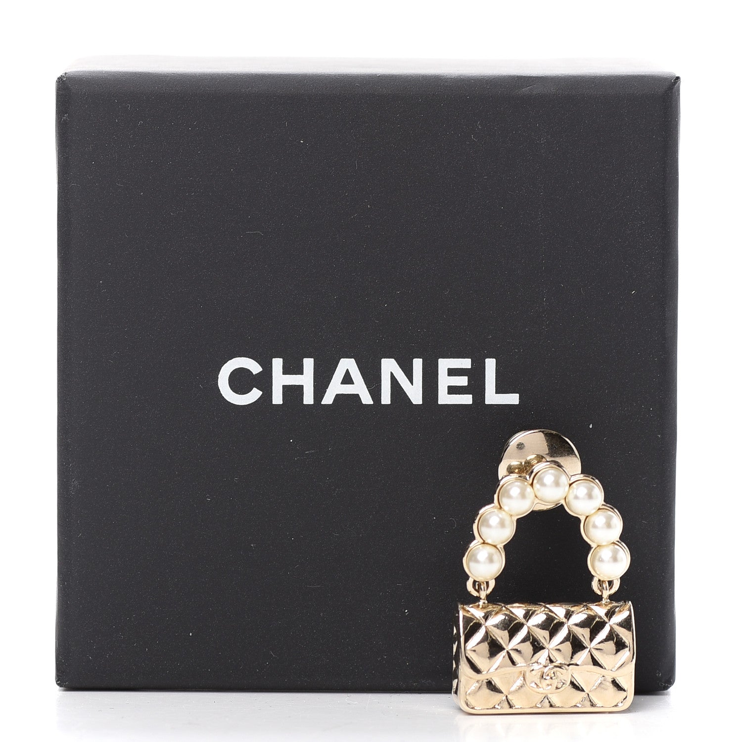 Chanel Pearl Quilted Flap Brooch Gold 4 of 4
