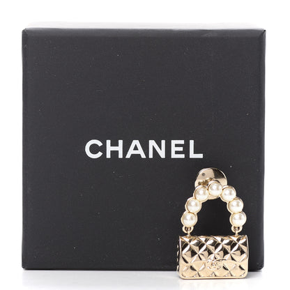 Chanel Pearl Quilted Flap Brooch Gold 4 of 4