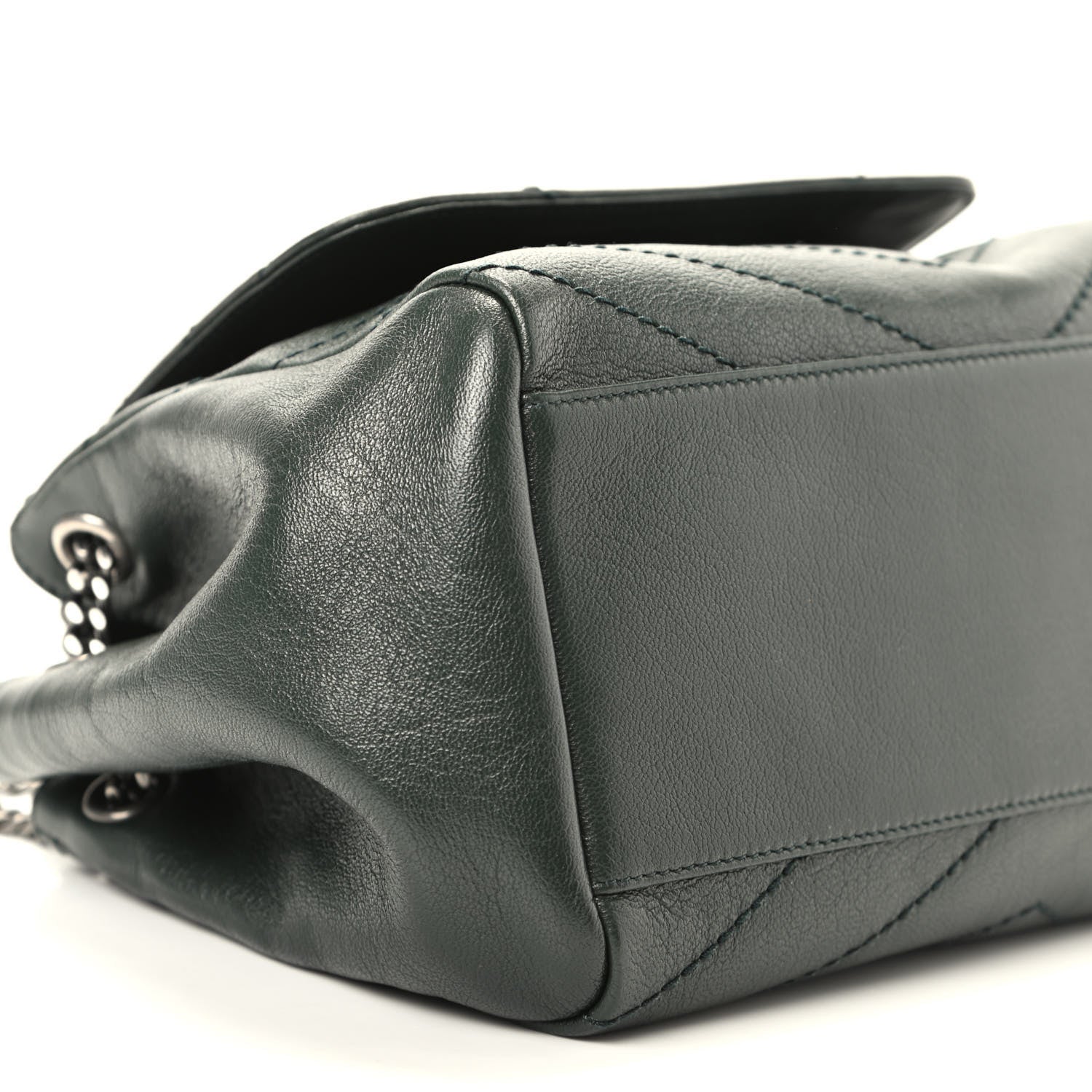 Saint Laurent Vintage Lambskin Chevron Monogram Small Nolita Olive Green 5 of 8