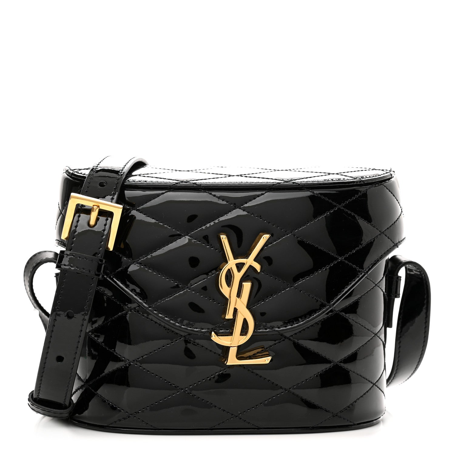 Saint Laurent Patent Matelasse Monogram June Box Bag Black 1 of 9