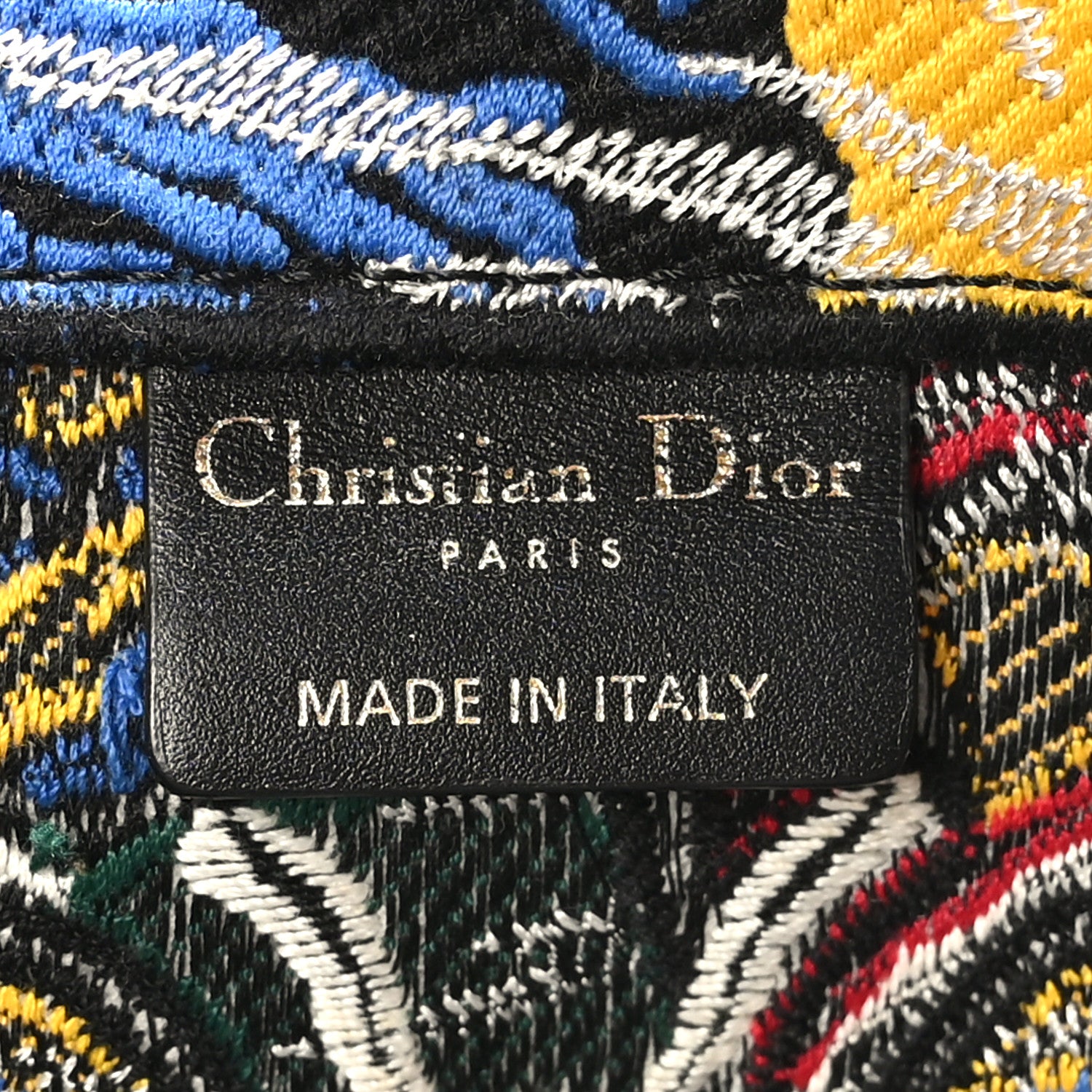 Christian Dior Canvas Embroidered Butterfly Book Tote Black Multicolor 6 of 9