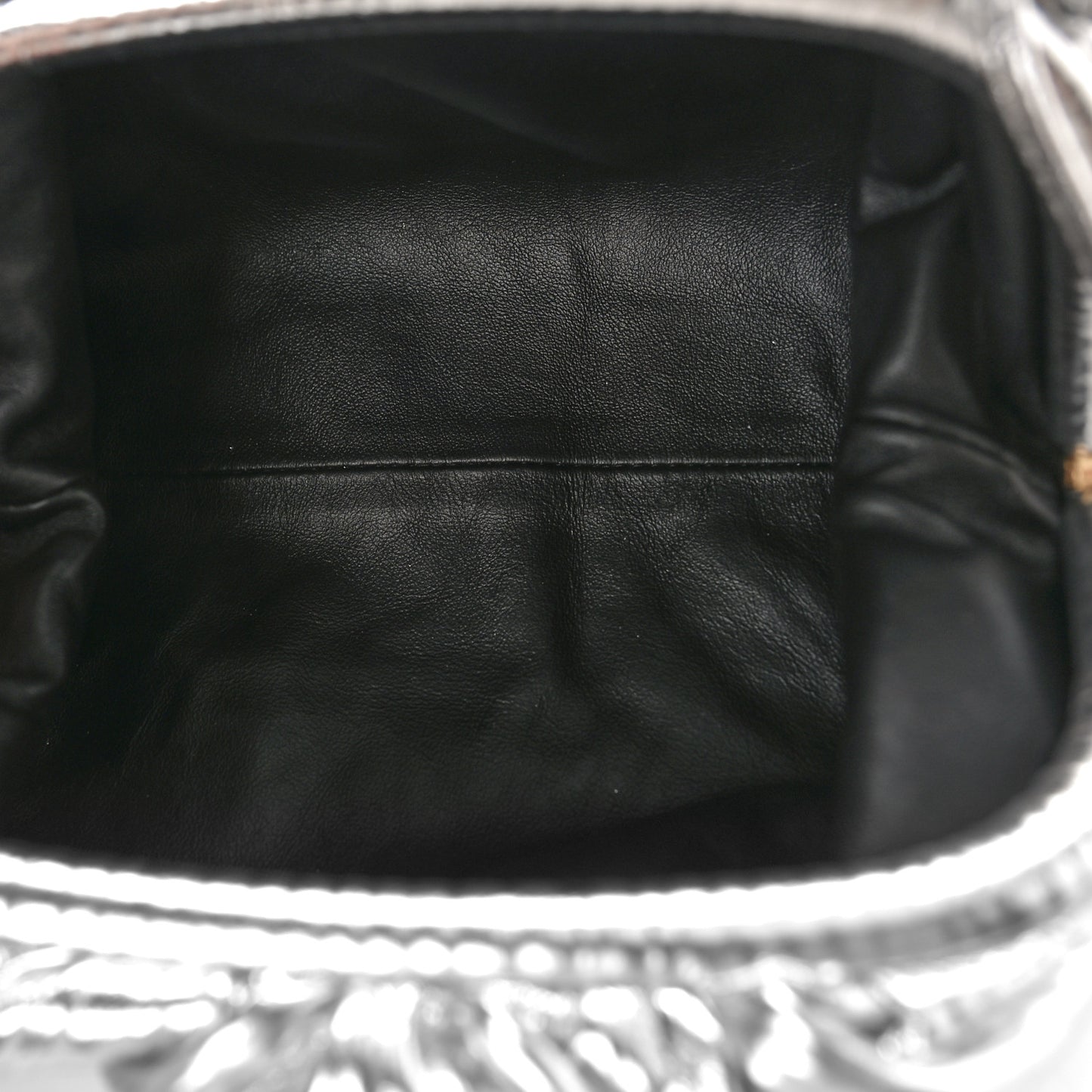 Metallic Bark Calfskin The Mini Pouch Silver