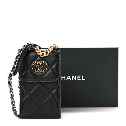 Chanel Lambskin Quilted Chanel 19 Phone Holder With Chain Black 15 of 15