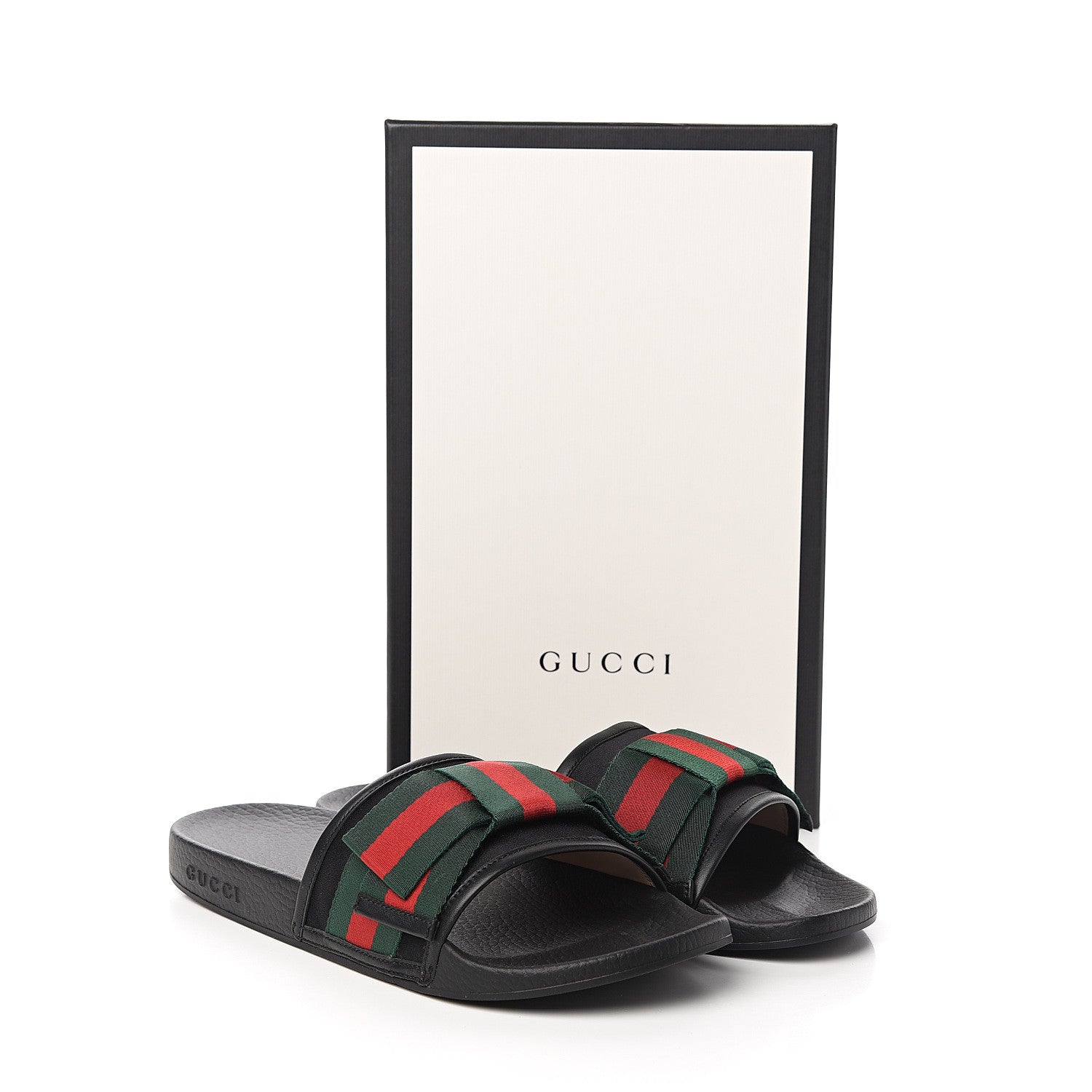 Gucci Satin Web Bow Slide Sandals 41 Black 9 of 9