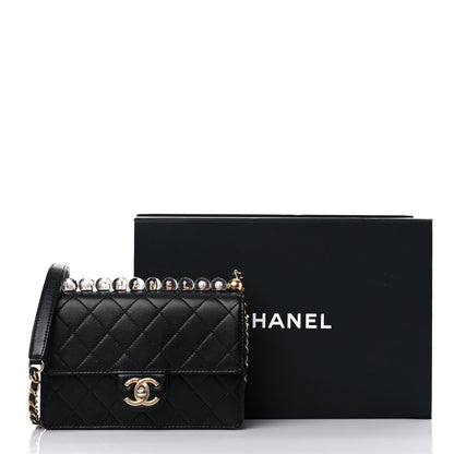 Chanel Goatskin Quilted Logo Small Chic Flap Black 18 of 18