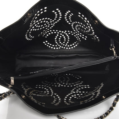 Chanel Patent Perforated CC Shopping Tote Black 5 of 8