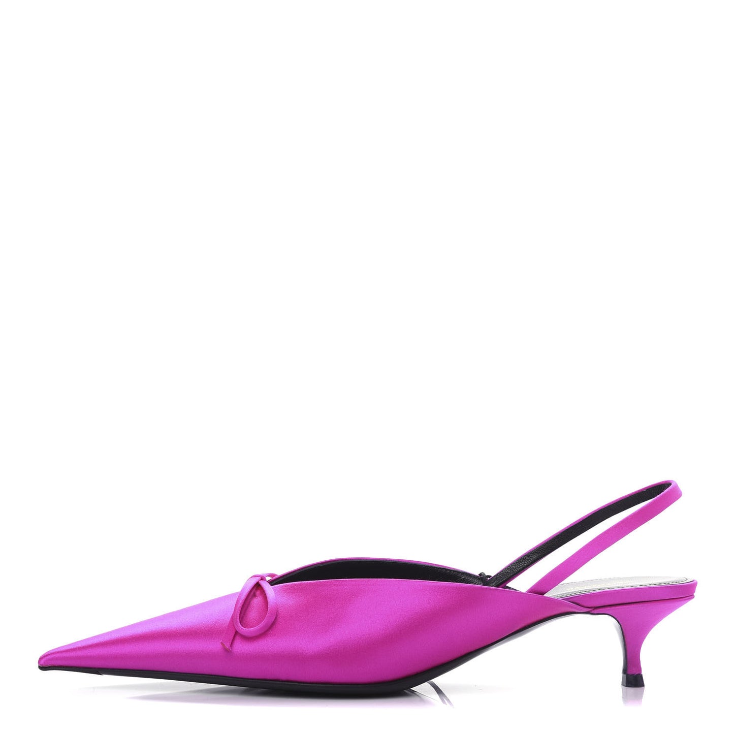 Satin Pointed Toe Knife Slingback 40mm Mules 41 Rose Fuchsia