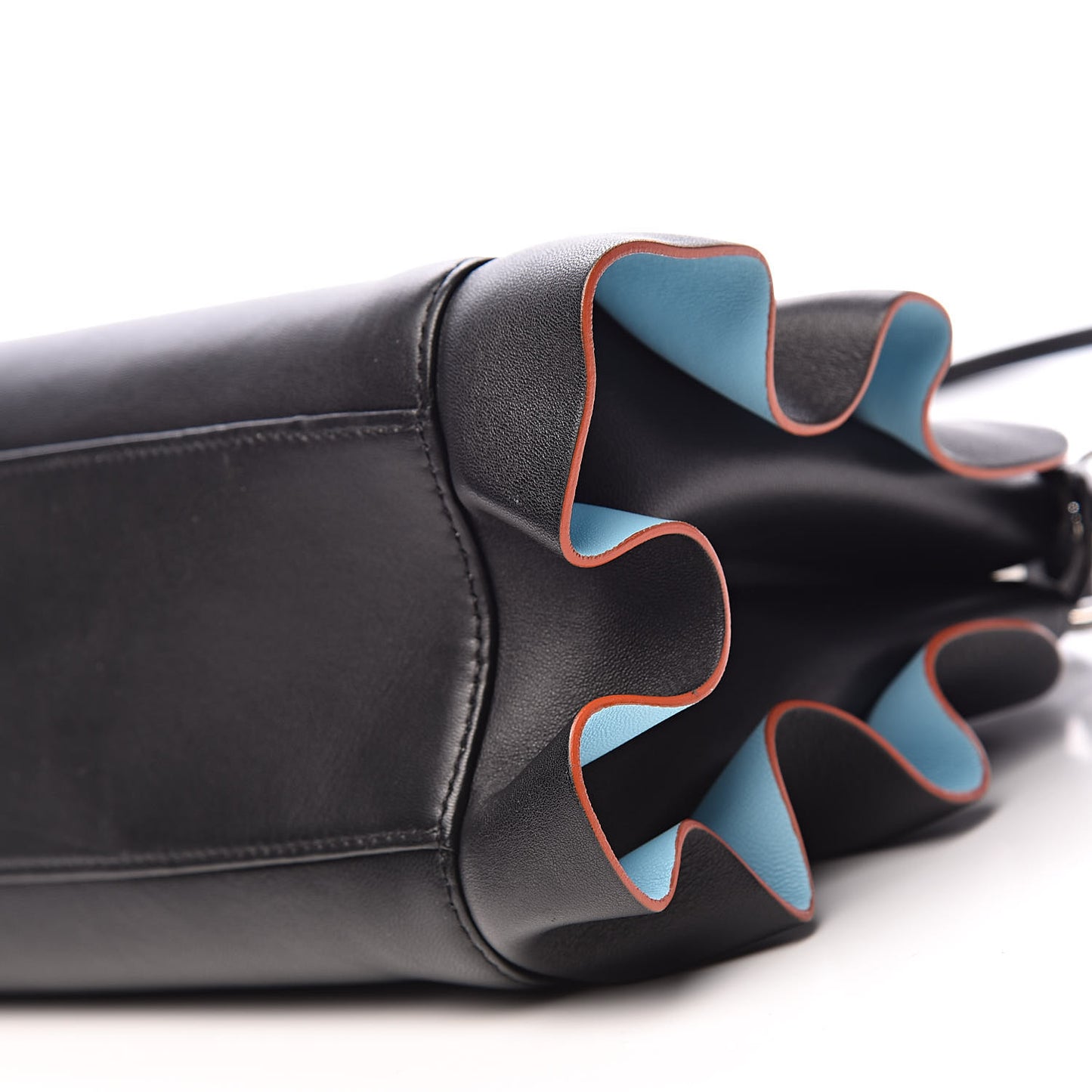 Nappa Waves Bi-Color Mini Peekaboo Iconic Satchel Black Turchese