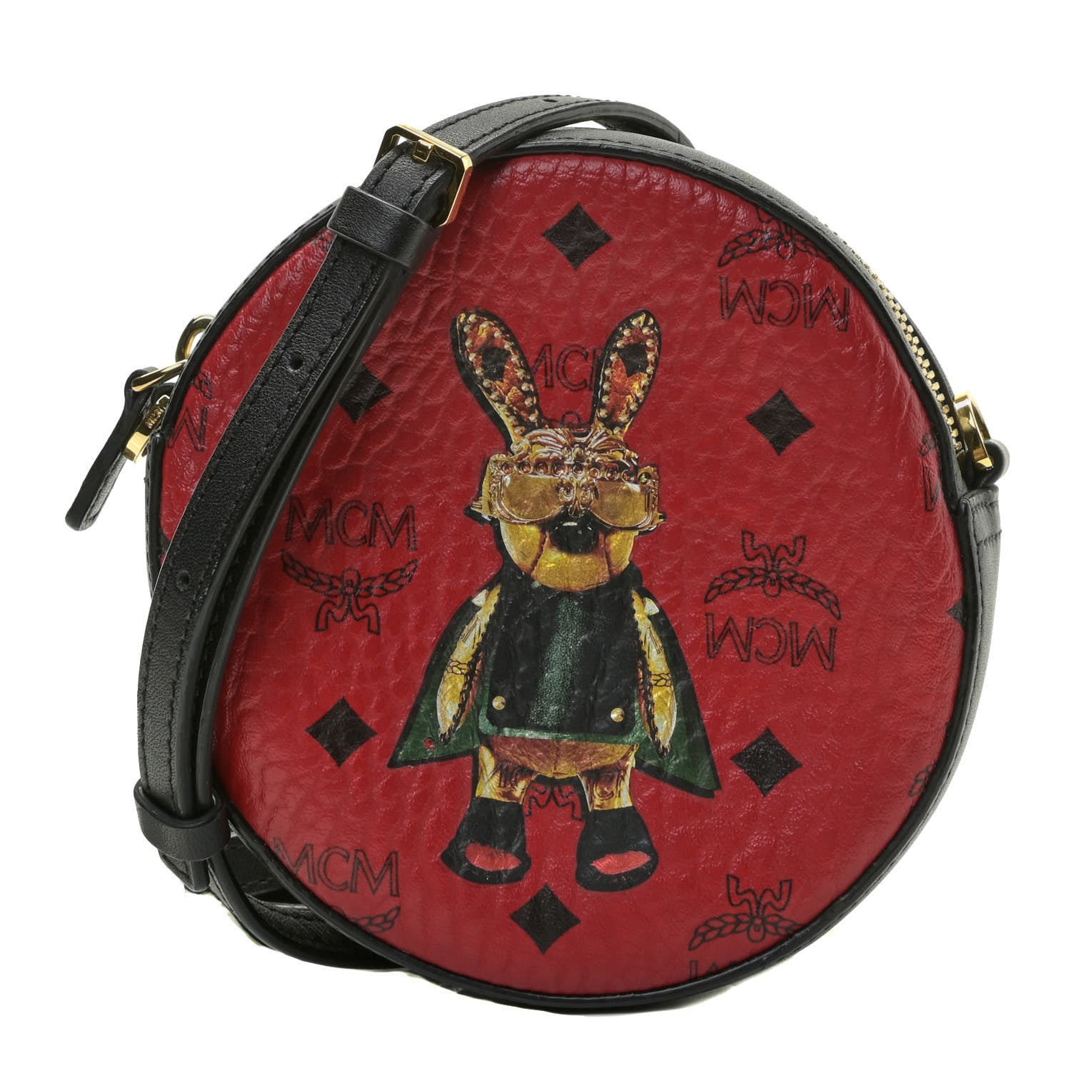 MCM Visetos Punk Rabbit Tambourine Small Crossbody Red 1 of 15