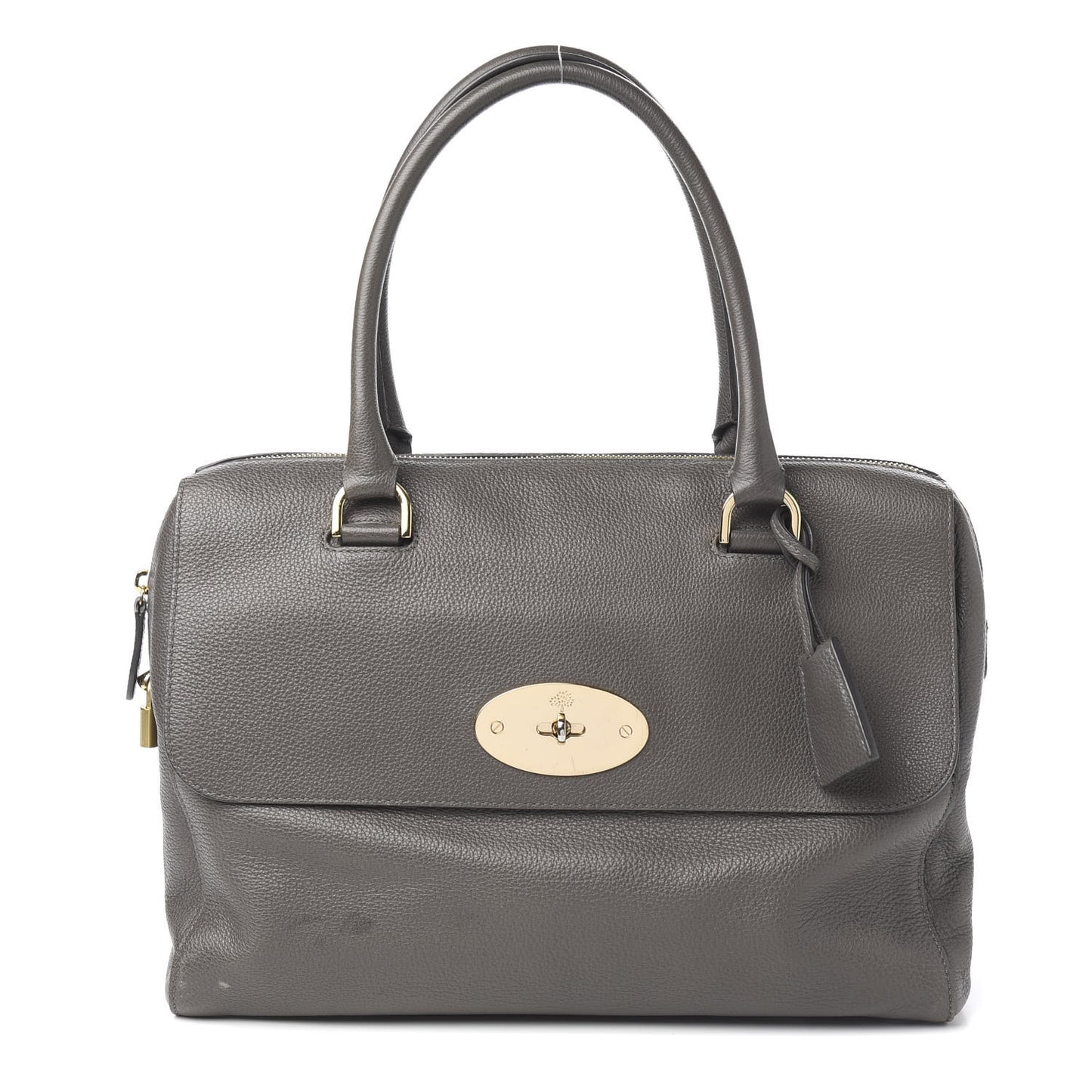 Glossy Goatskin Medium Del Rey Satchel Grey