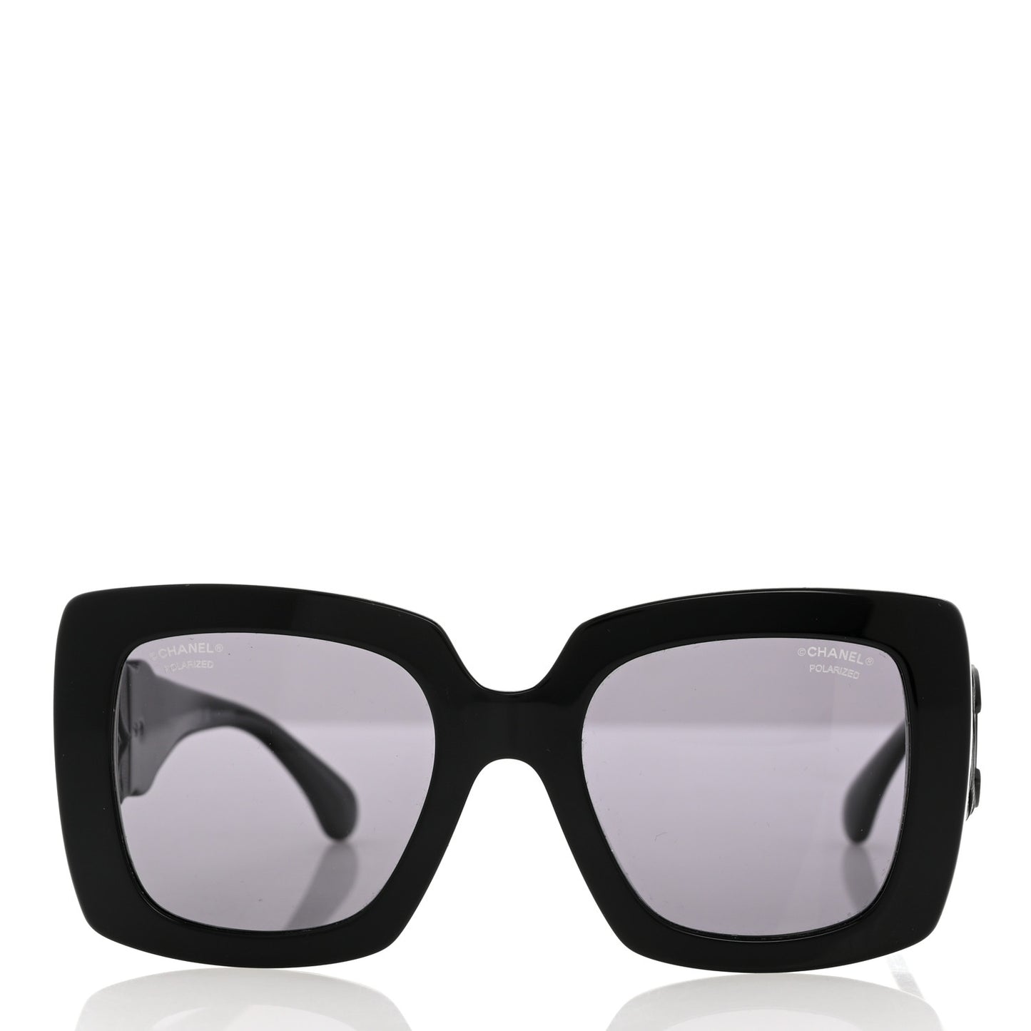 Acetate Calfskin Square Sunglasses 5474-Q-A Black