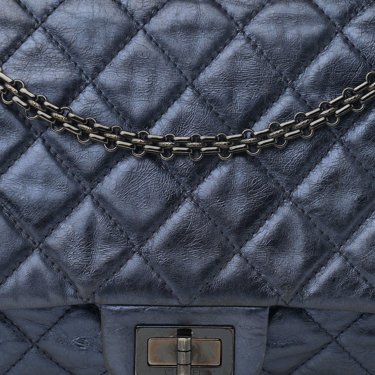 Aged Calfskin Quilted 2.55 Reissue 227 Flap Marine