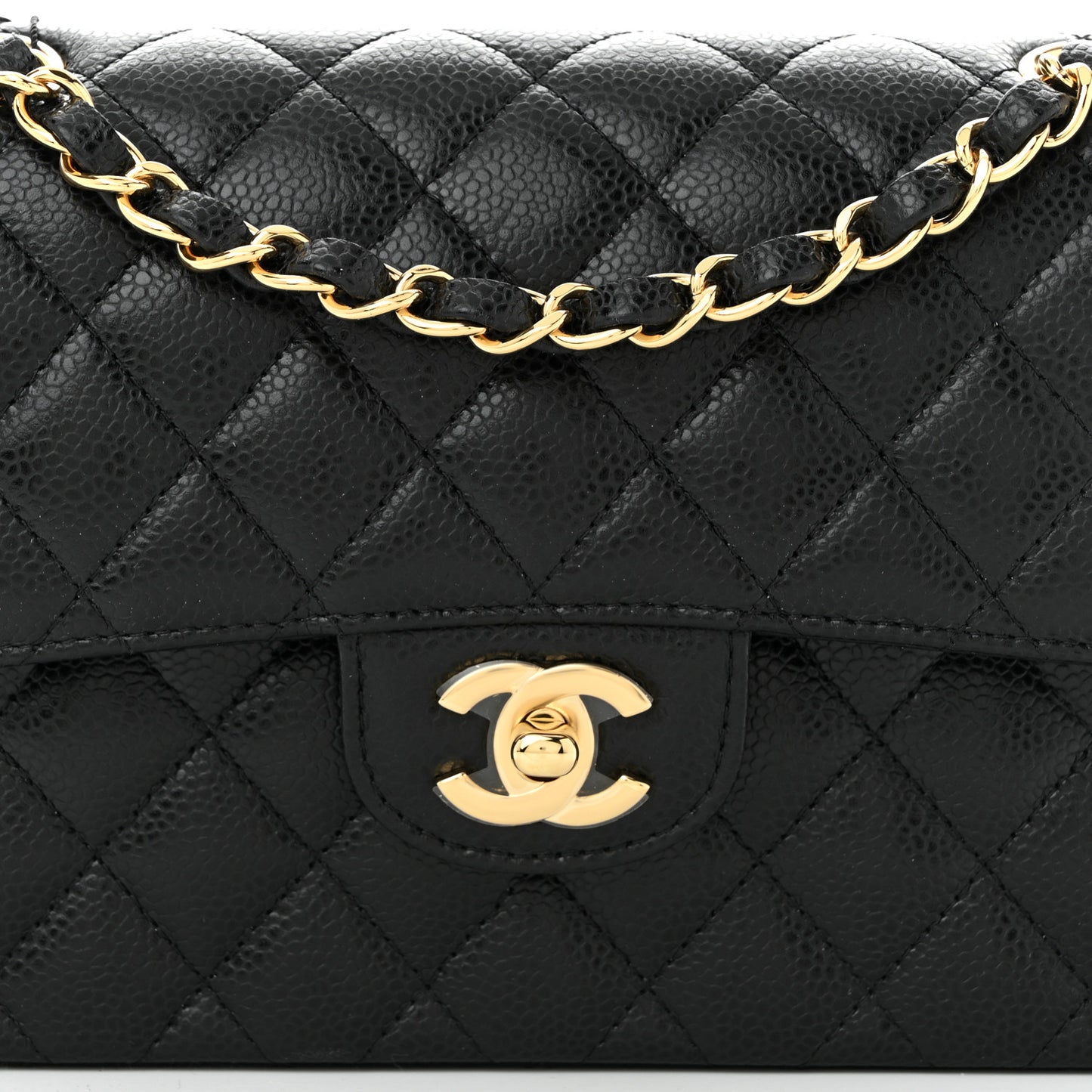 Caviar Quilted Small Double Flap Black