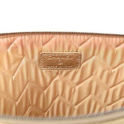 Chanel Metallic Calfskin Chevron Quilted Large Cosmetic Case Light Gold 5 of 9
