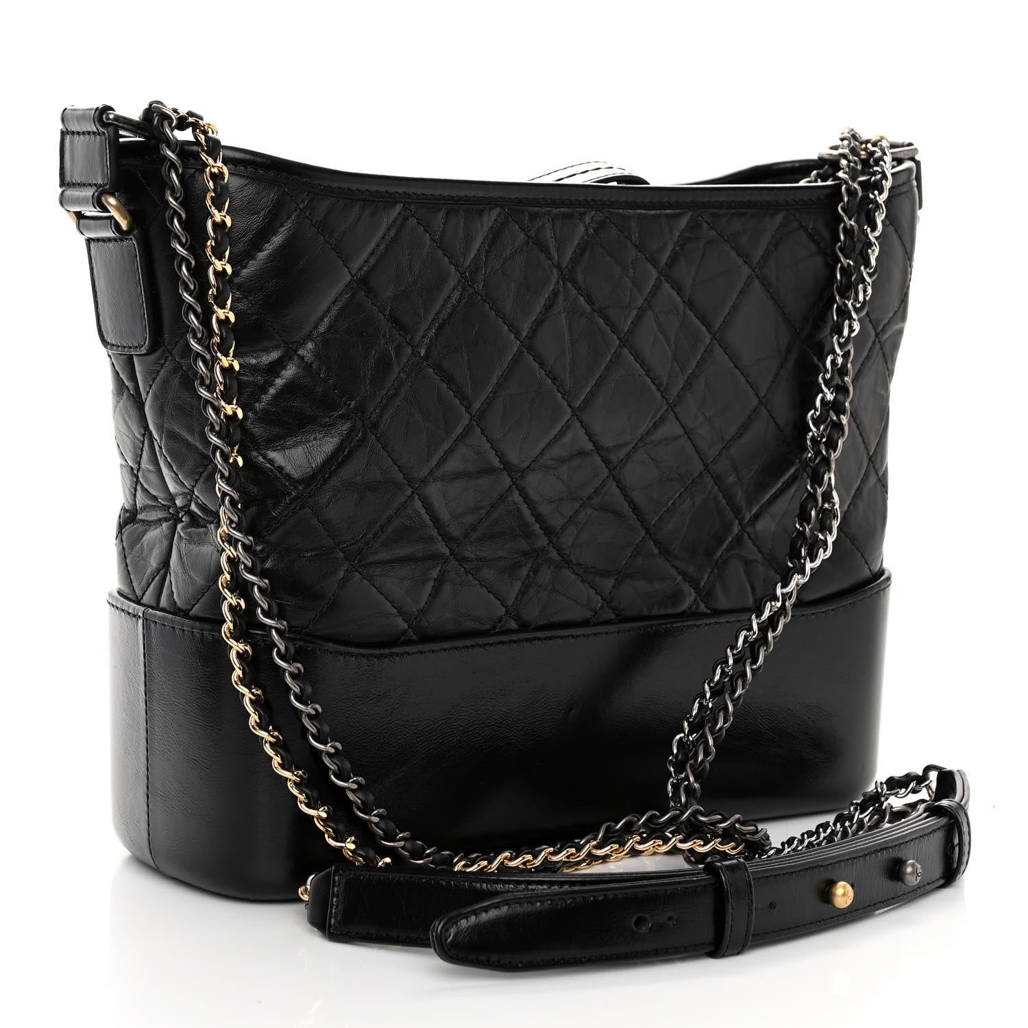 Chanel Aged Calfskin Quilted Medium Gabrielle Hobo Black 3 of 10
