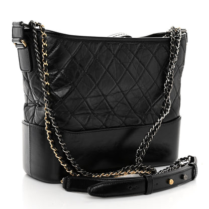 Chanel Aged Calfskin Quilted Medium Gabrielle Hobo Black 3 of 10