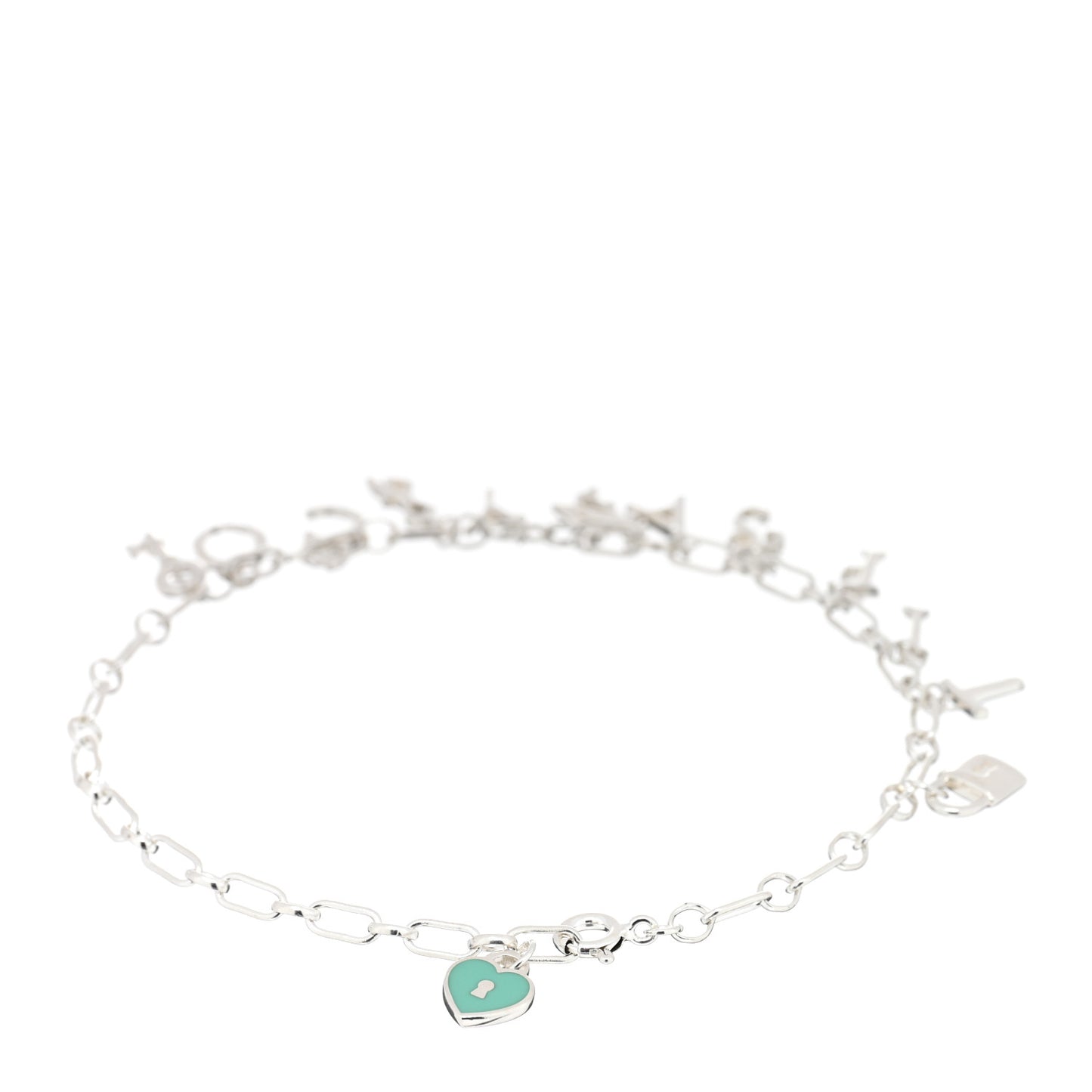 Sterling Silver Enamel Love Notes Logo Charm Bracelet Blue