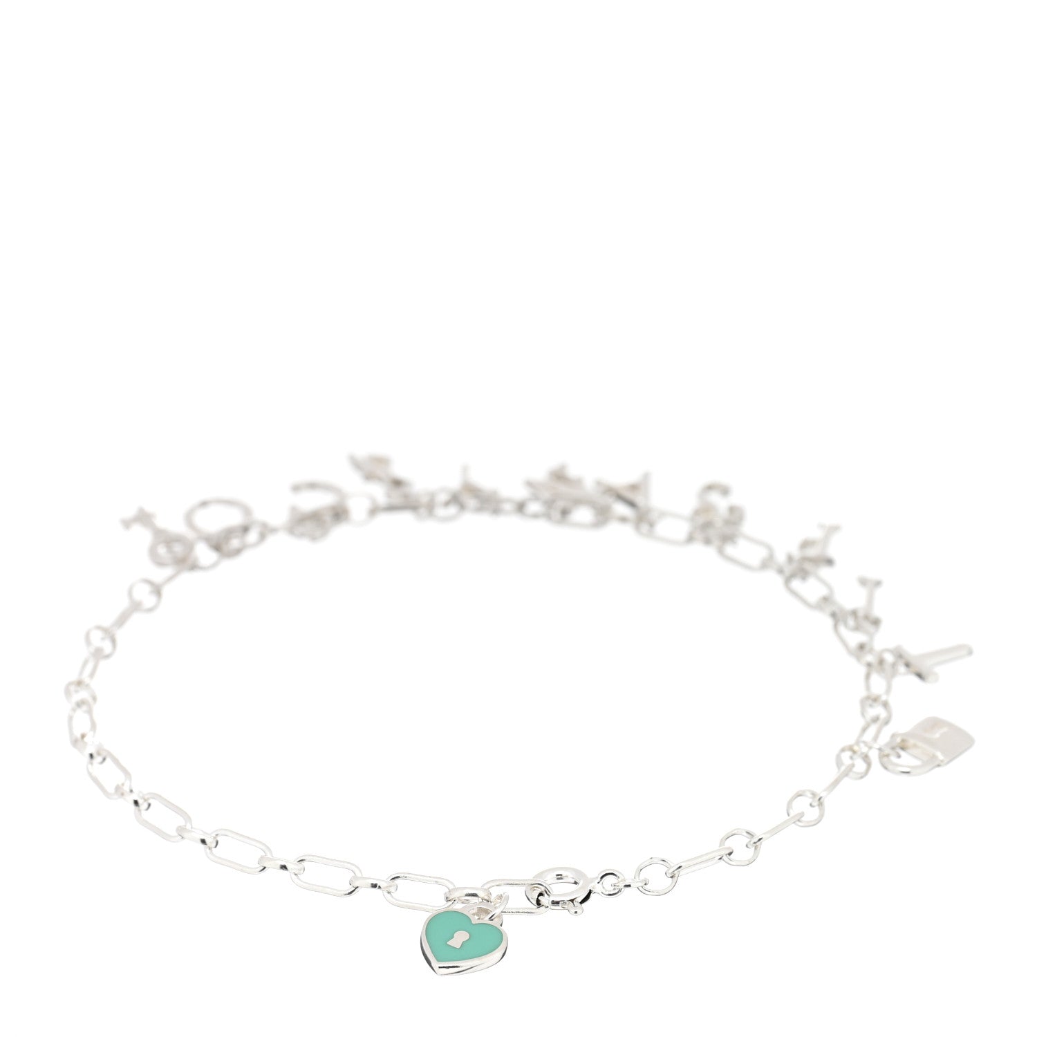 Tiffany Sterling Silver Enamel Love Notes Logo Charm Bracelet Blue 2 of 3
