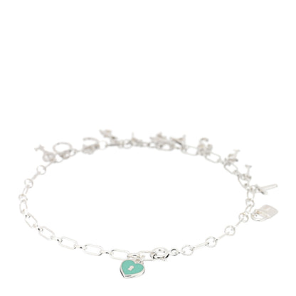 Tiffany Sterling Silver Enamel Love Notes Logo Charm Bracelet Blue 2 of 3