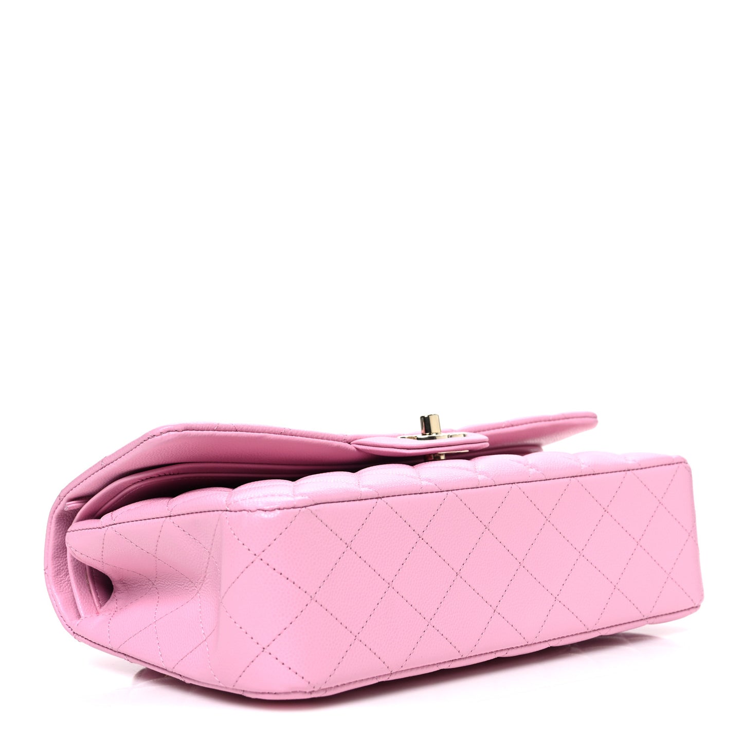 Caviar Quilted Medium Double Flap Light Pink
