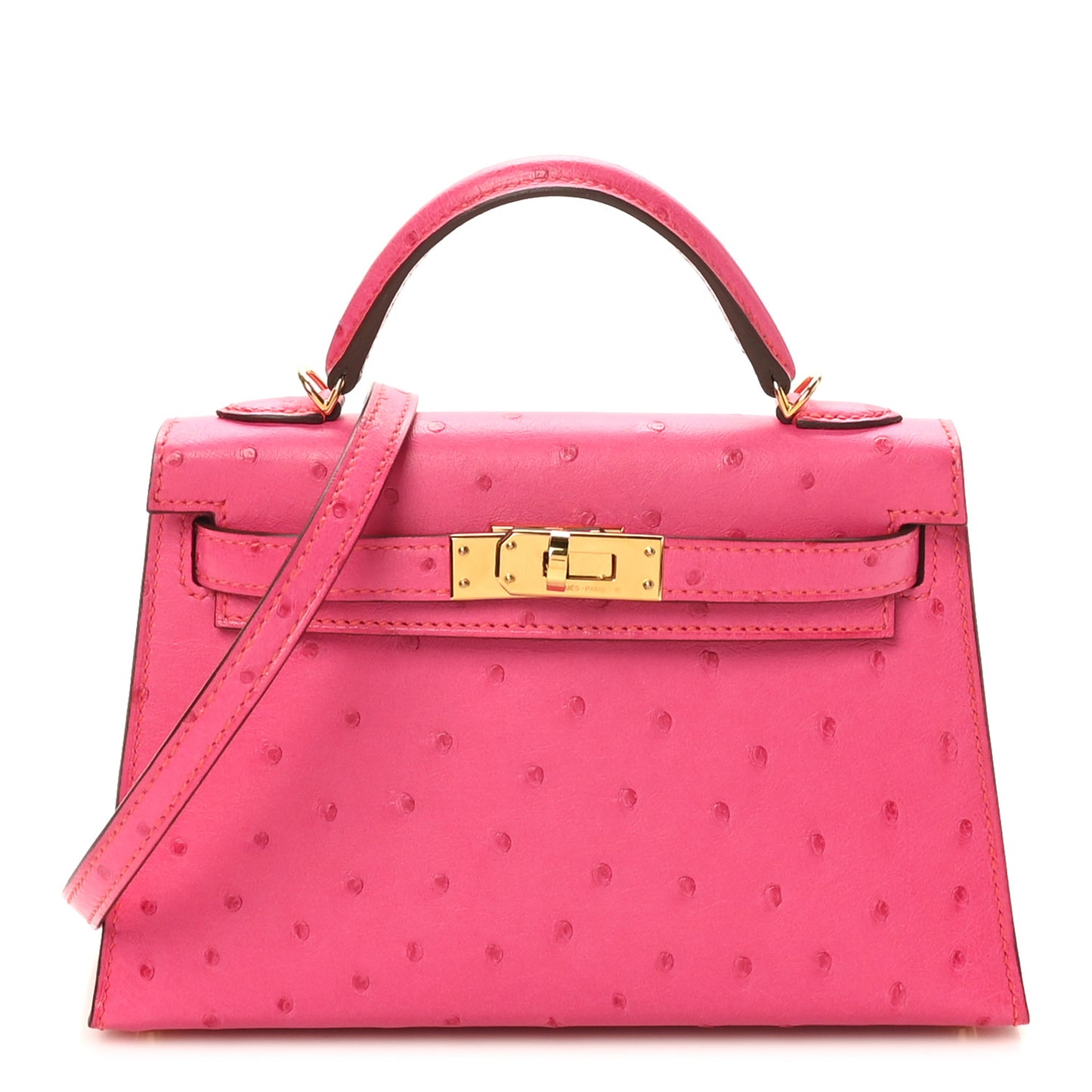 Ostrich Horseshoe Kelly Sellier Mini 20 Rose Pop Orange Poppy