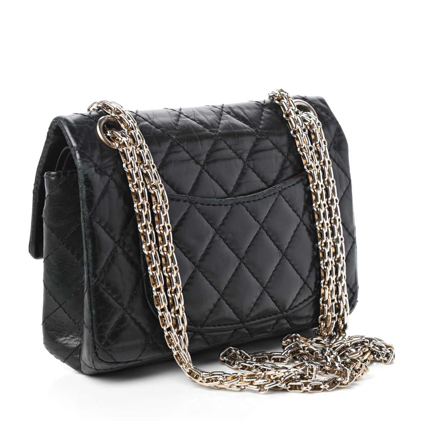 Aged Calfskin Quilted 2.55 Reissue 224 Flap Black