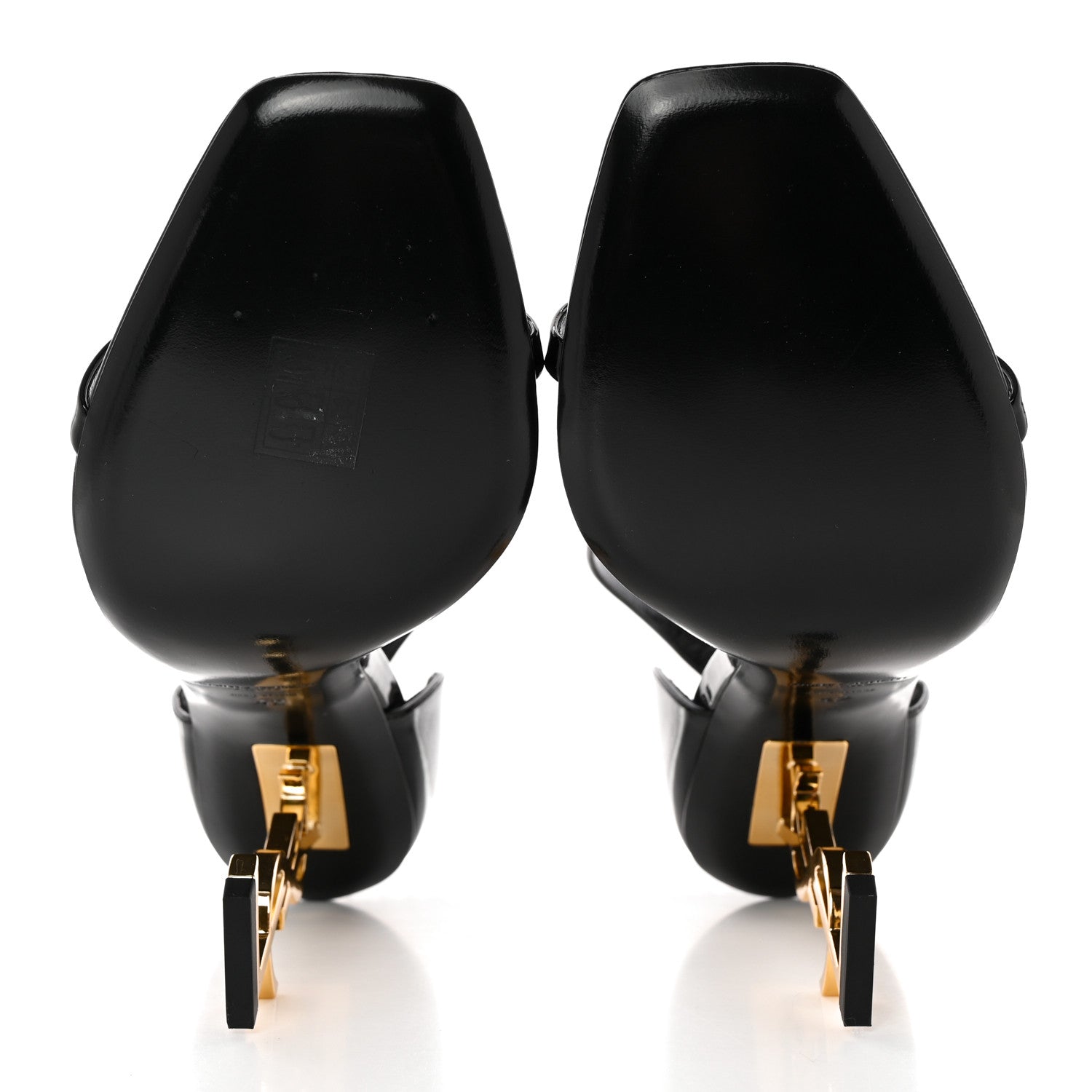 Saint Laurent Patent Calfskin Opyum 110 Sandals 42 Black Gold 5 of 9