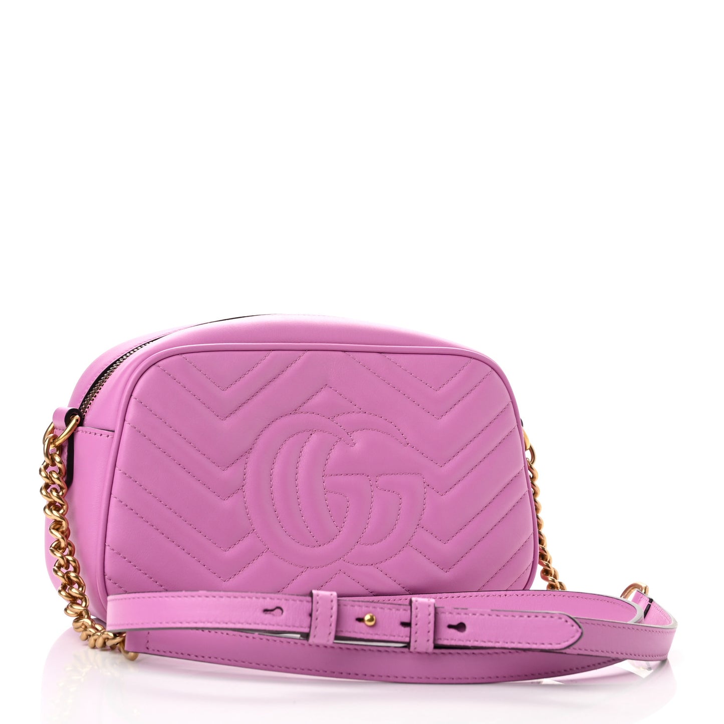 Calfskin Matelasse Small GG Marmont Chain Shoulder Bag Candy Mousse