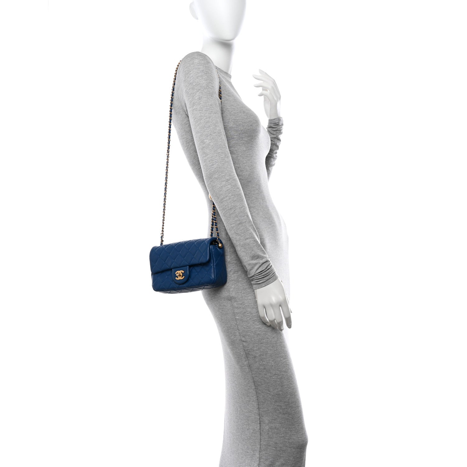 Chanel Lambskin Quilted Pearl Crush Mini Rectangular Flap Blue 2 of 11