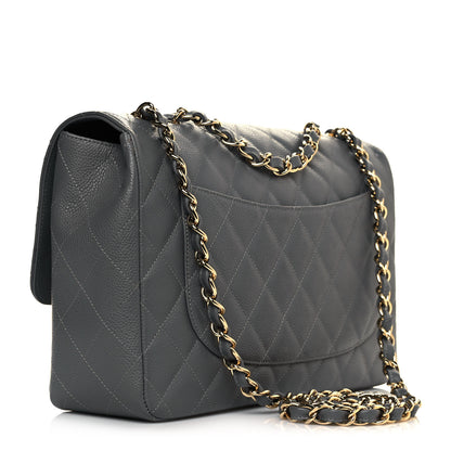 Chanel Caviar Quilted Jumbo Single Flap Grey 3 of 11