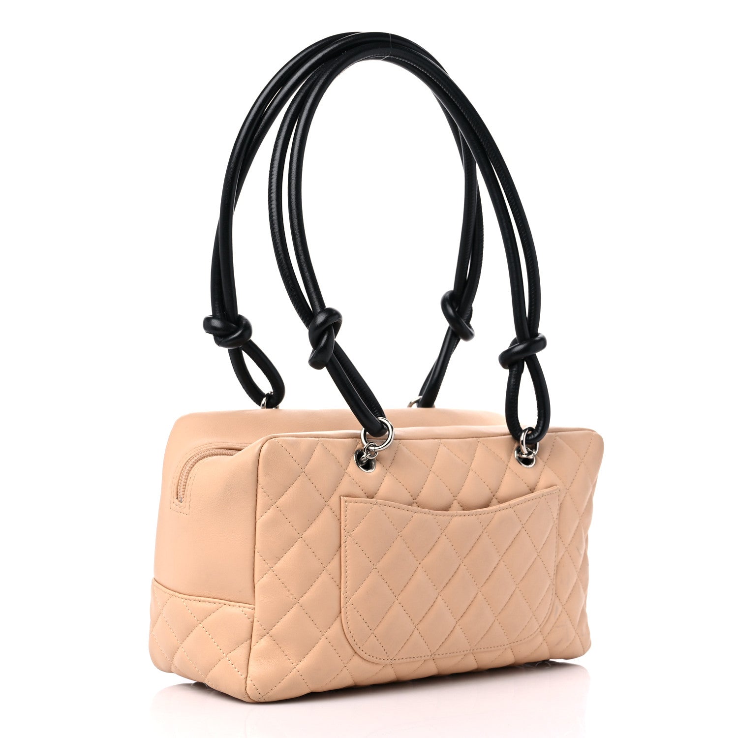 Chanel Calfskin Quilted Large Cambon Bowler Beige Black 3 of 14