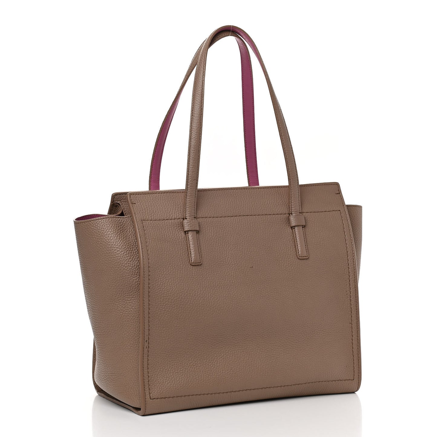 Grained Calfskin Double Handle Medium Amy Tote Beige Pink