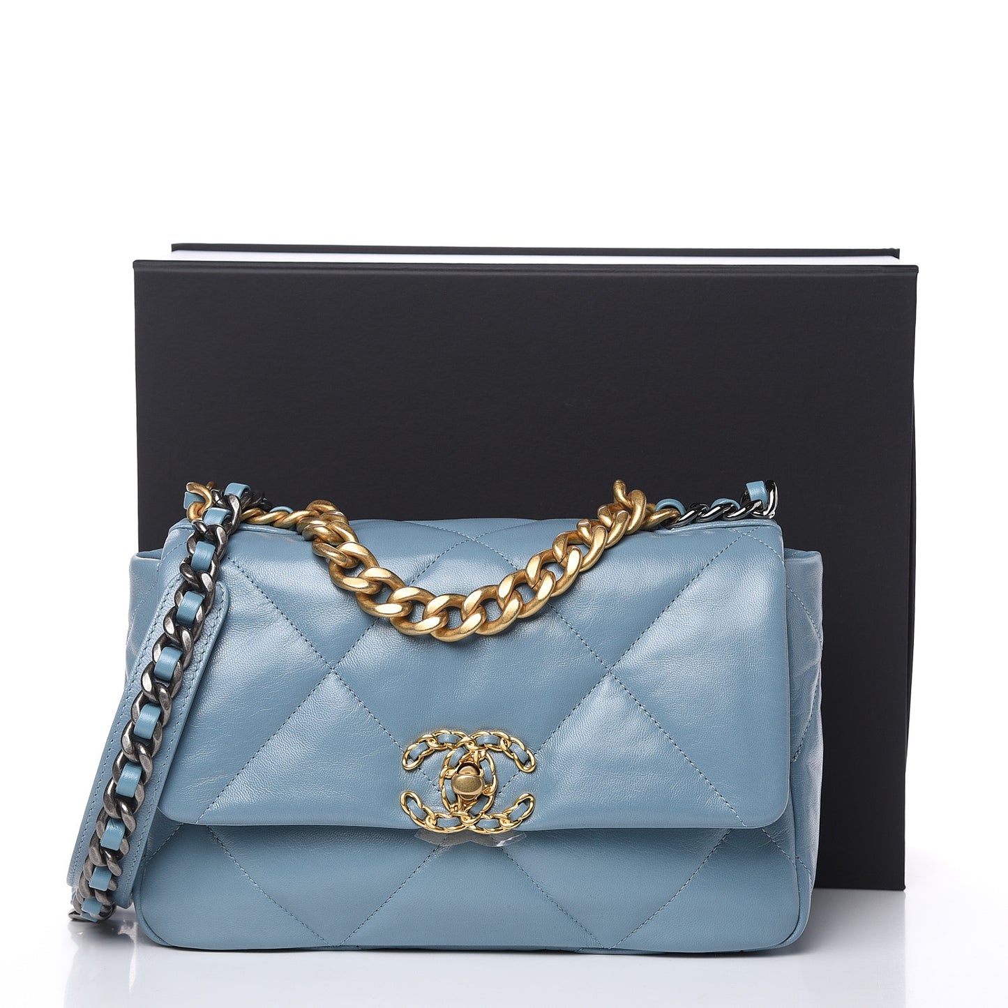 Goatskin Quilted Medium 19 Flap Blue