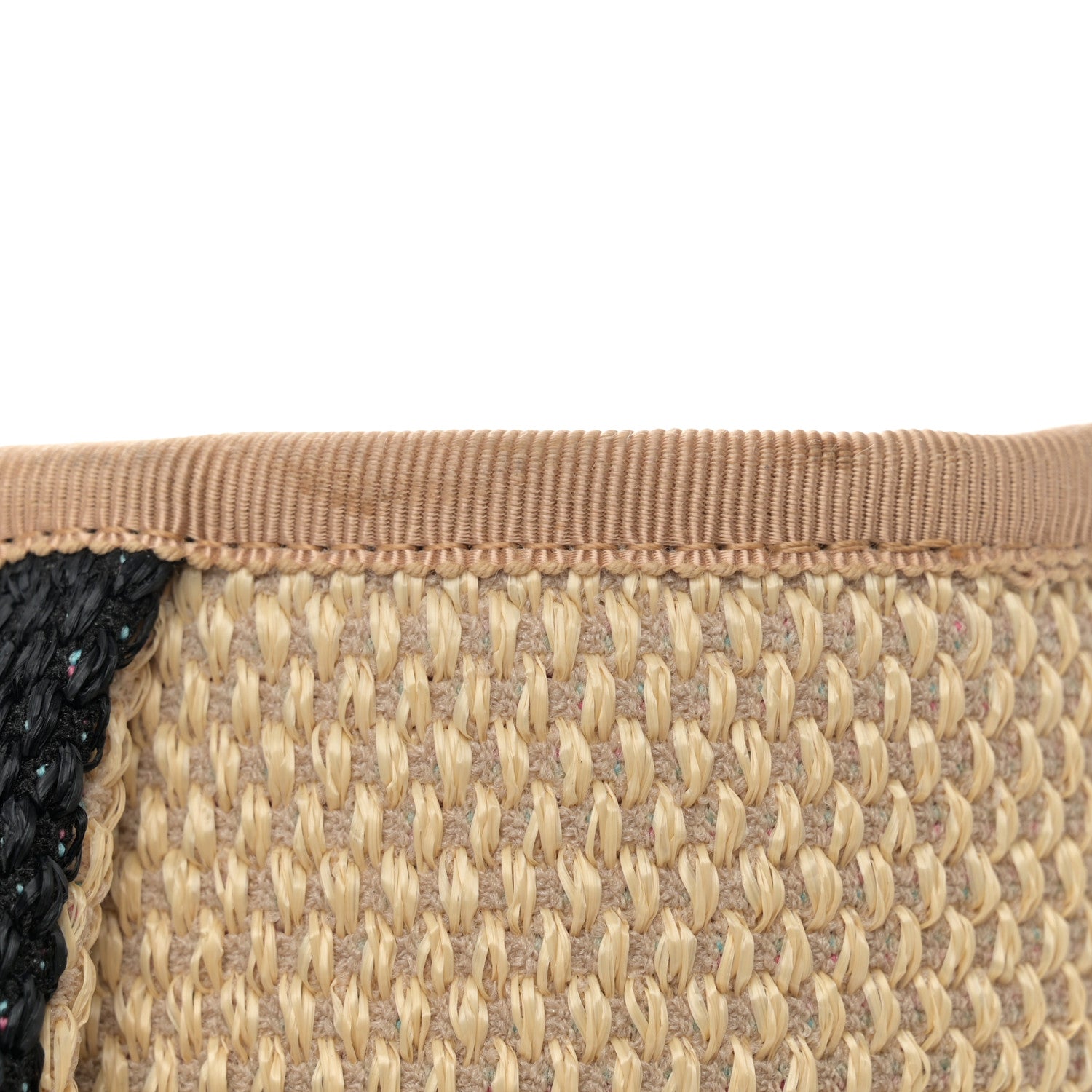 Chanel Straw Raffia Calfskin Striped Medium Deauville Tote Black Beige Ivory 11 of 15
