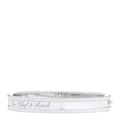 Van Cleef & Arpels 18K White Gold Perlee Signature Bangle Bracelet XS 3 of 5
