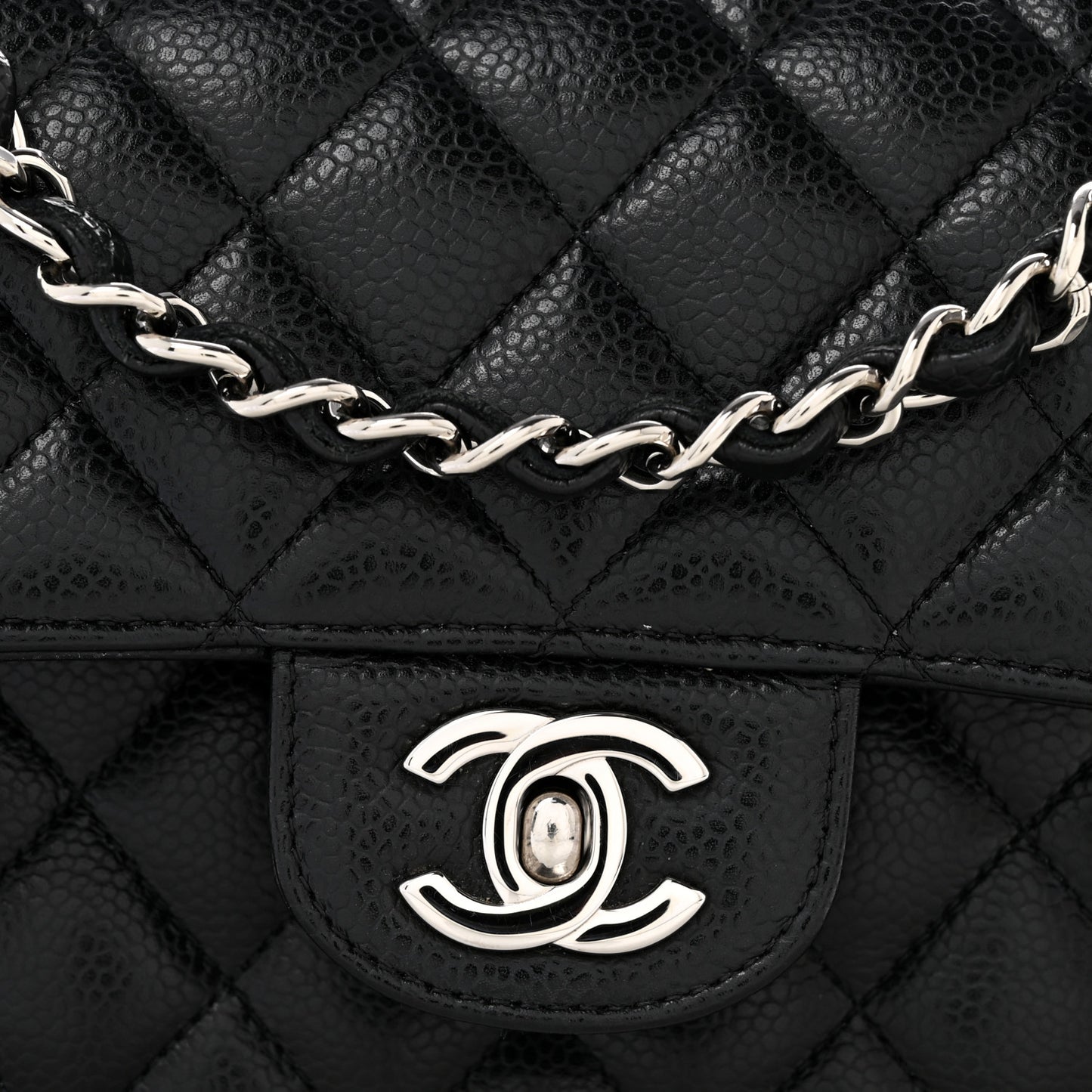 Caviar Quilted Small Double Flap Black