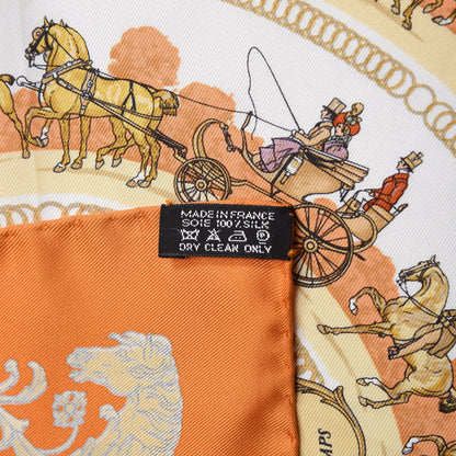 Hermes Silk La Promenade De Longchamps Pocket Square Scarf 5 of 6
